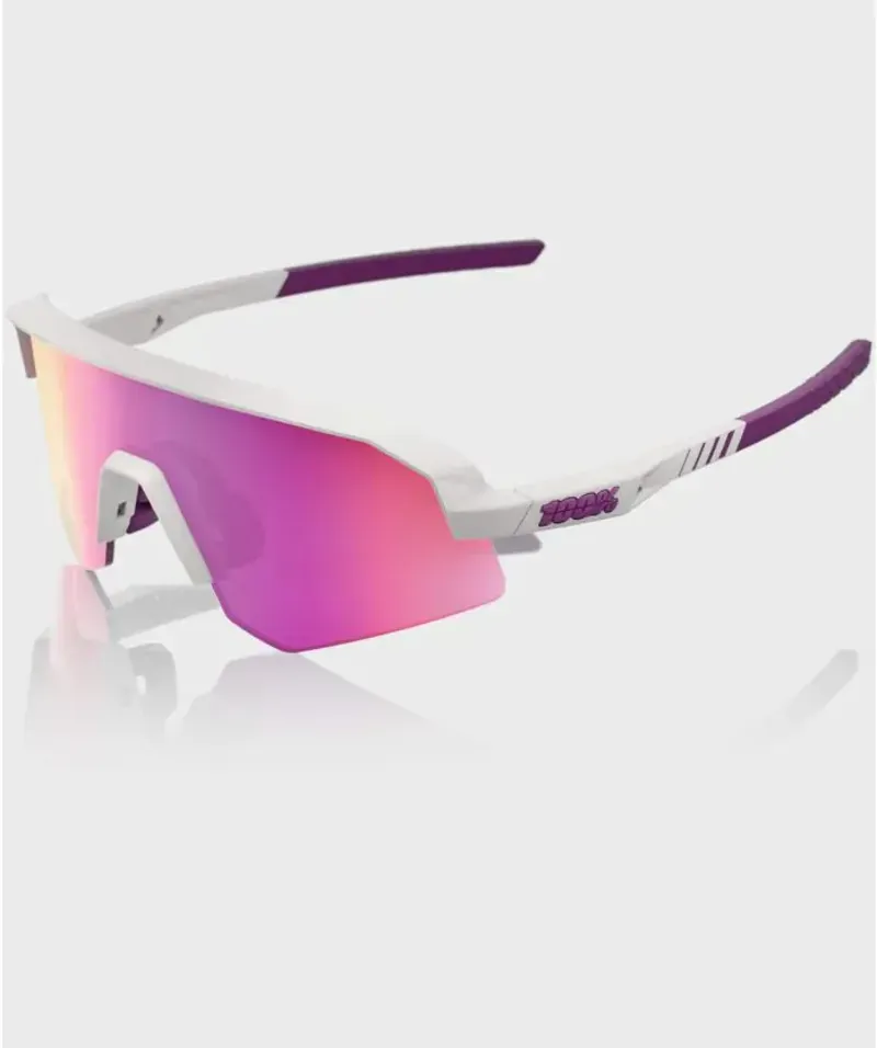 100% Slendale SL Glasses in Matte Chalk/Purple Multilayer Mirror Lens
