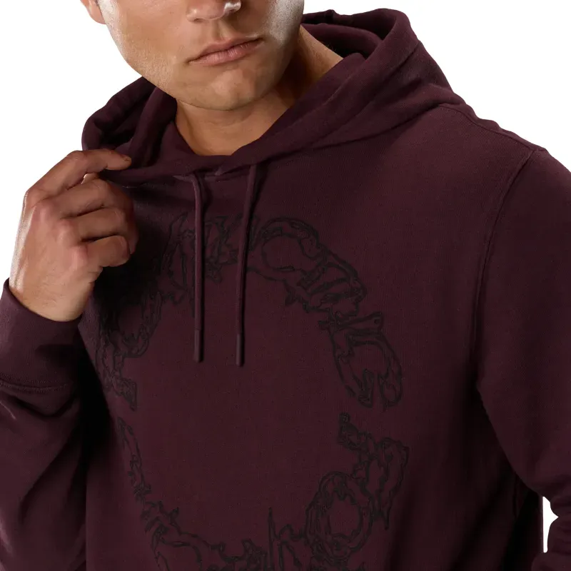 Fox Slowburn Fleece Pullover Hoodie in Dark Maroon-6
