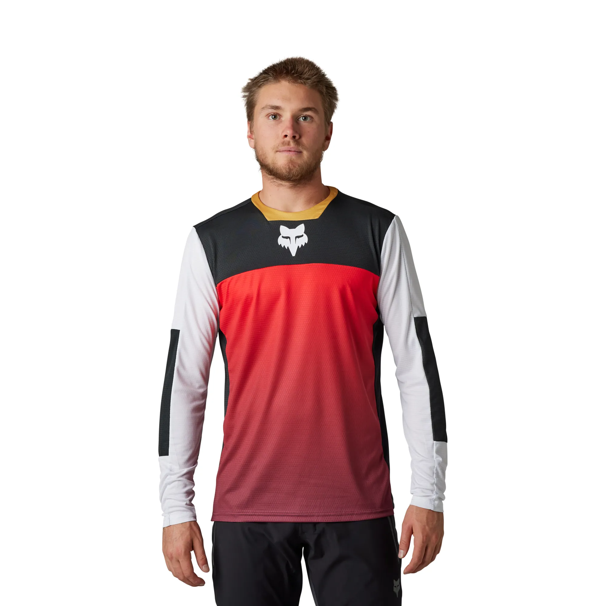 Fox Defend Aurora Long Sleeve Jersey in Black/White