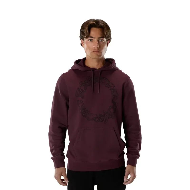 Fox Slowburn Fleece Pullover Hoodie in Dark Maroon-2