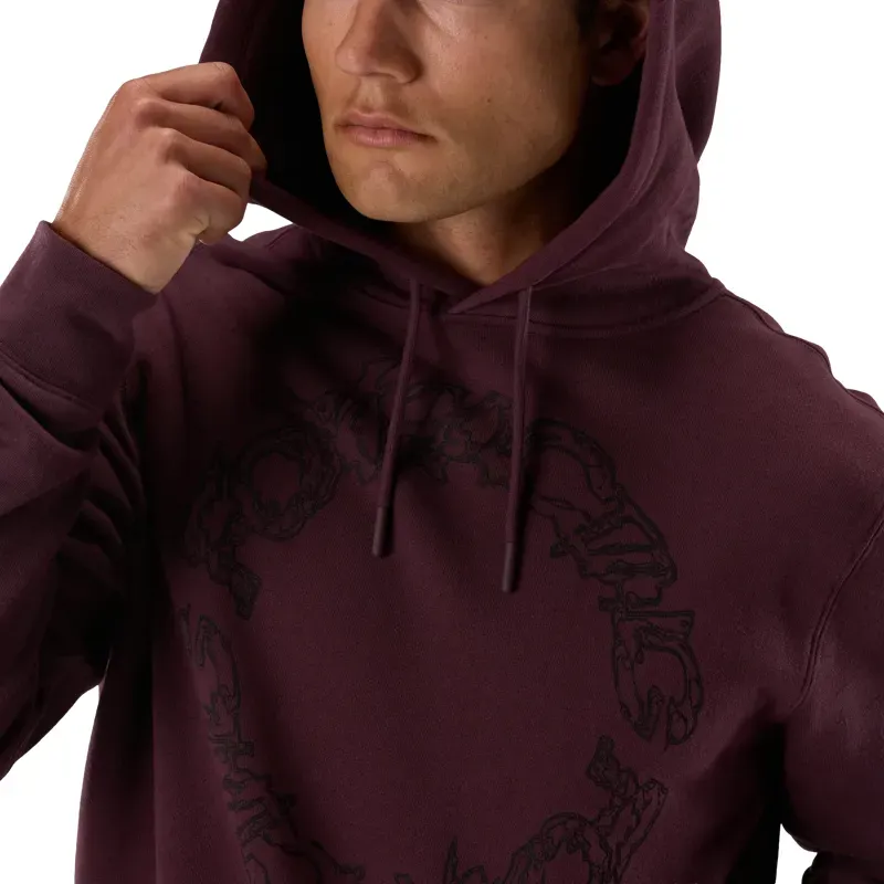 Fox Slowburn Fleece Pullover Hoodie in Dark Maroon-5