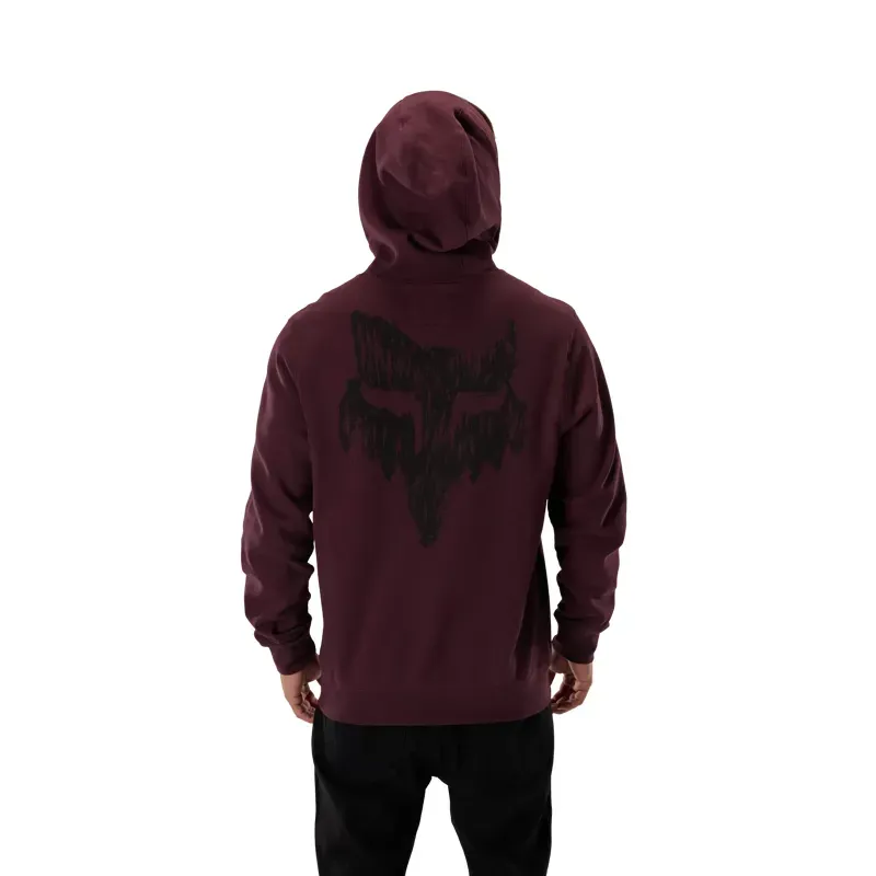 Fox Slowburn Fleece Pullover Hoodie in Dark Maroon-4